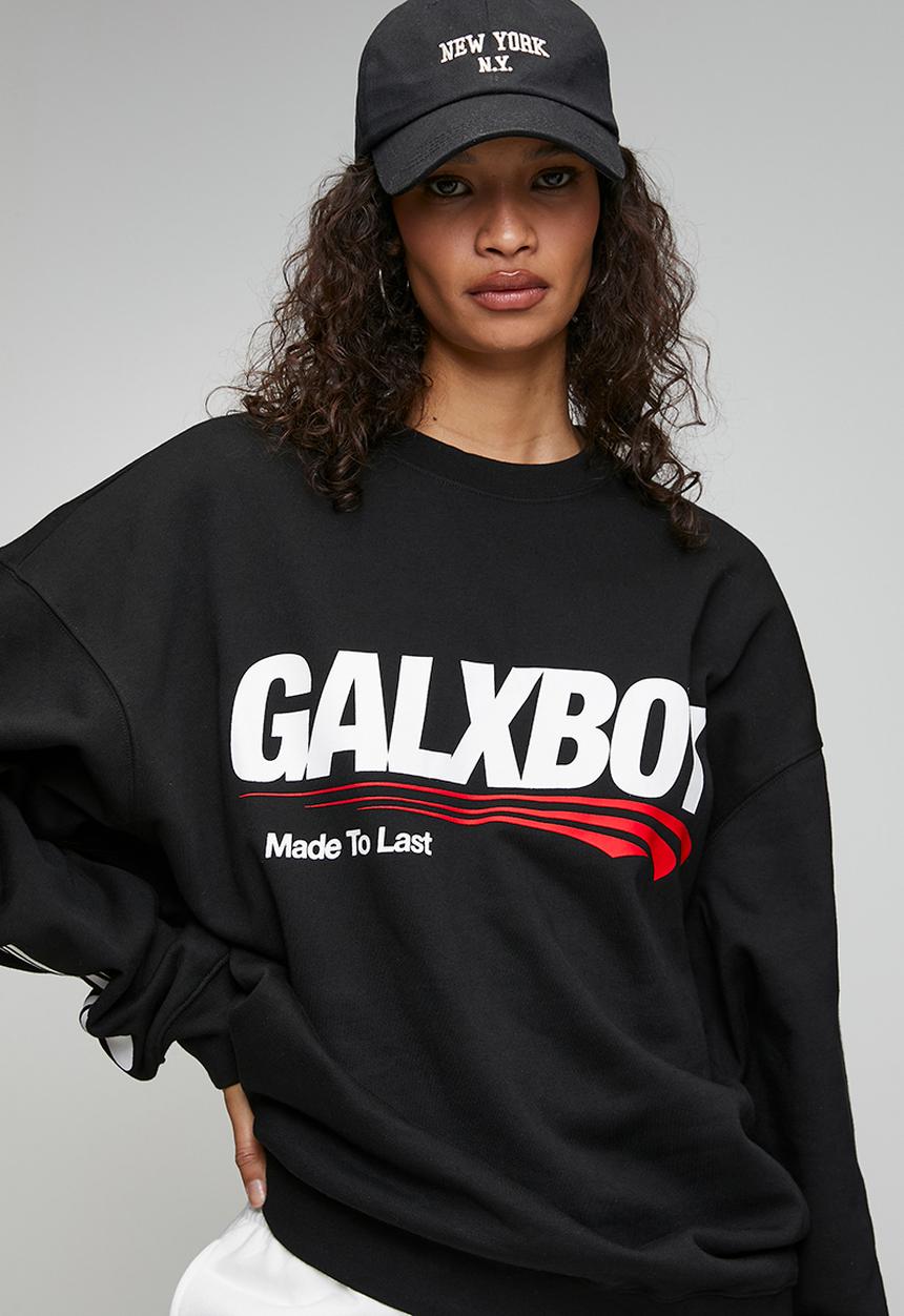 GALXBOY - CALL ME CREW NECK - BLACK