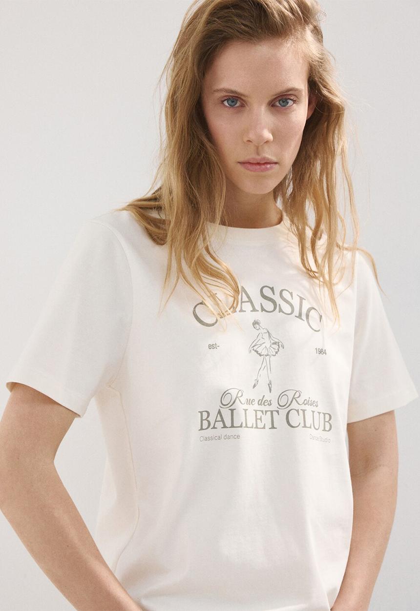 MANGO - T-shirt rin - natural