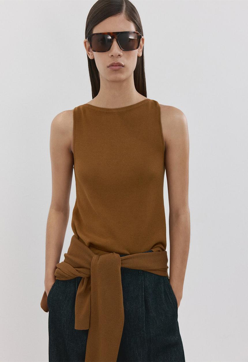 MANGO - Top suenyo  -  dark brown
