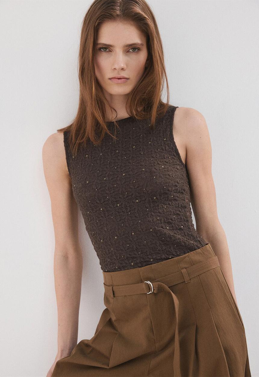 MANGO - Top pati - dark brown