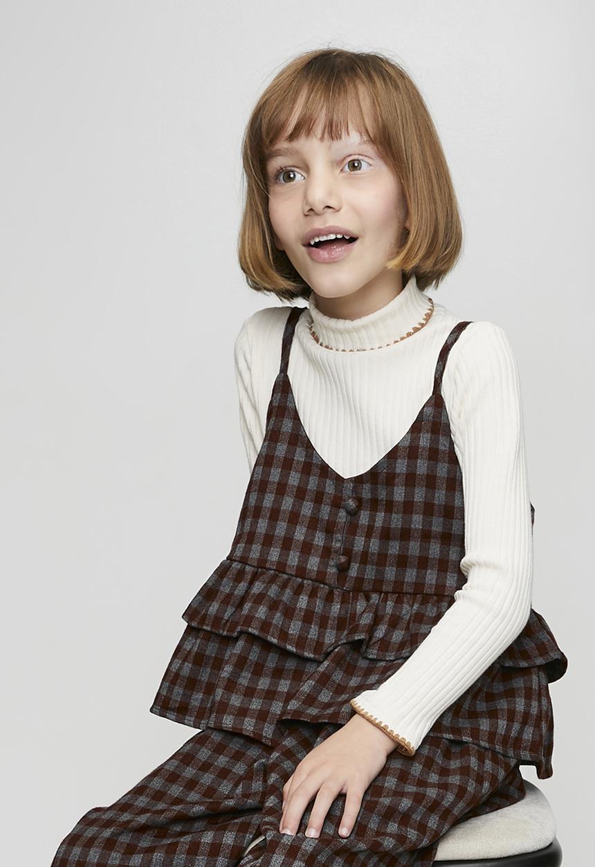 Pop Candy - Gingham peplum camisole & pants - maroon/grey