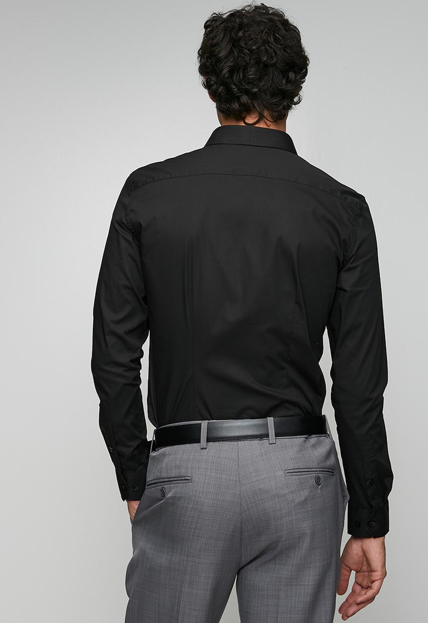 POLO - Christian Slim Fit Long Sleeve Shirt Christian - Black