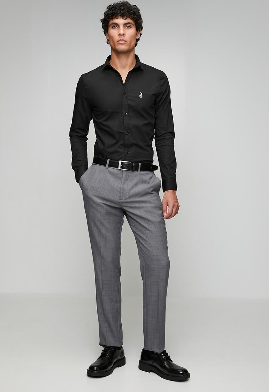 POLO - Christian Slim Fit Long Sleeve Shirt Christian - Black