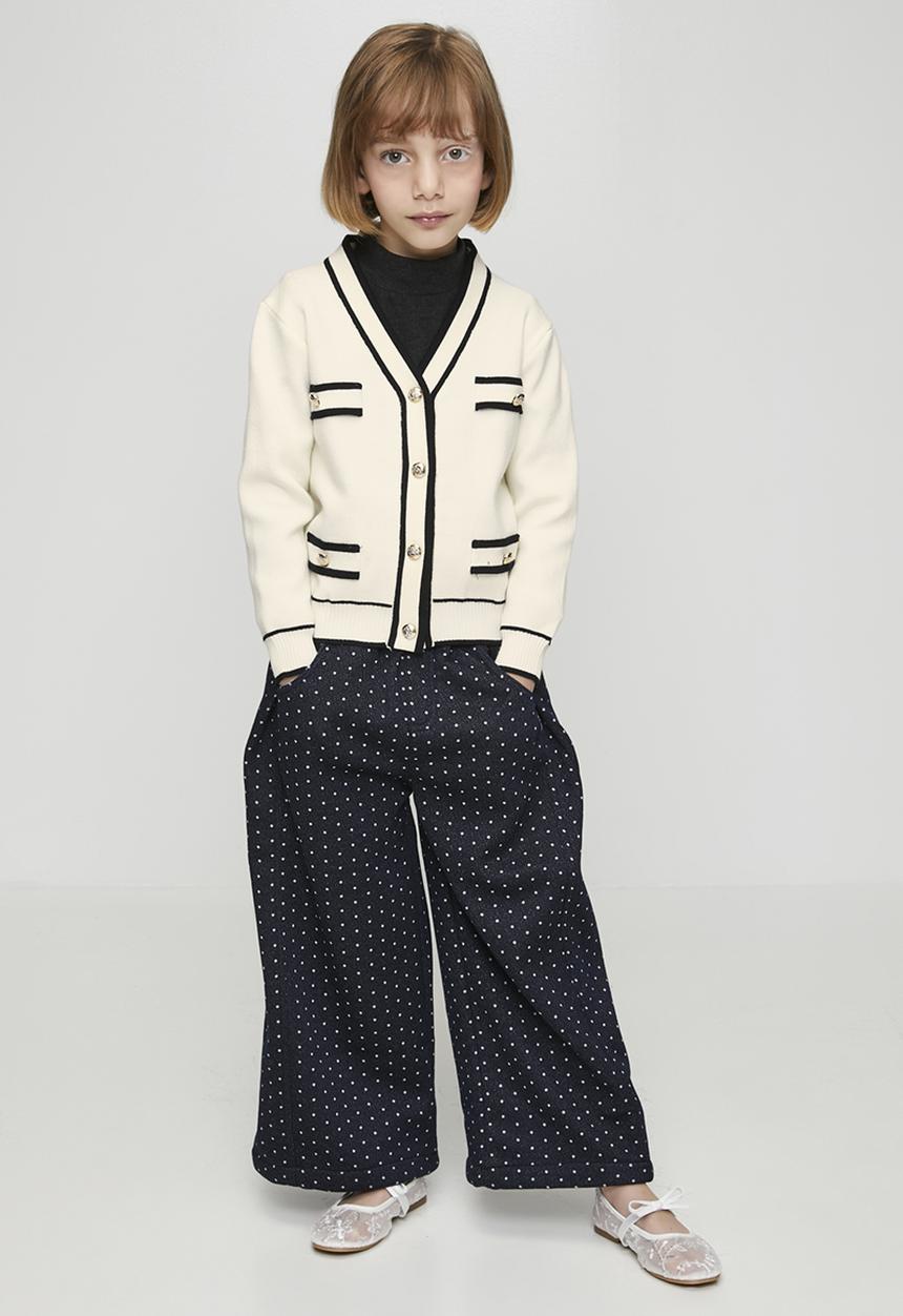 Pop Candy - Contrast tipping cardigan - cream/black