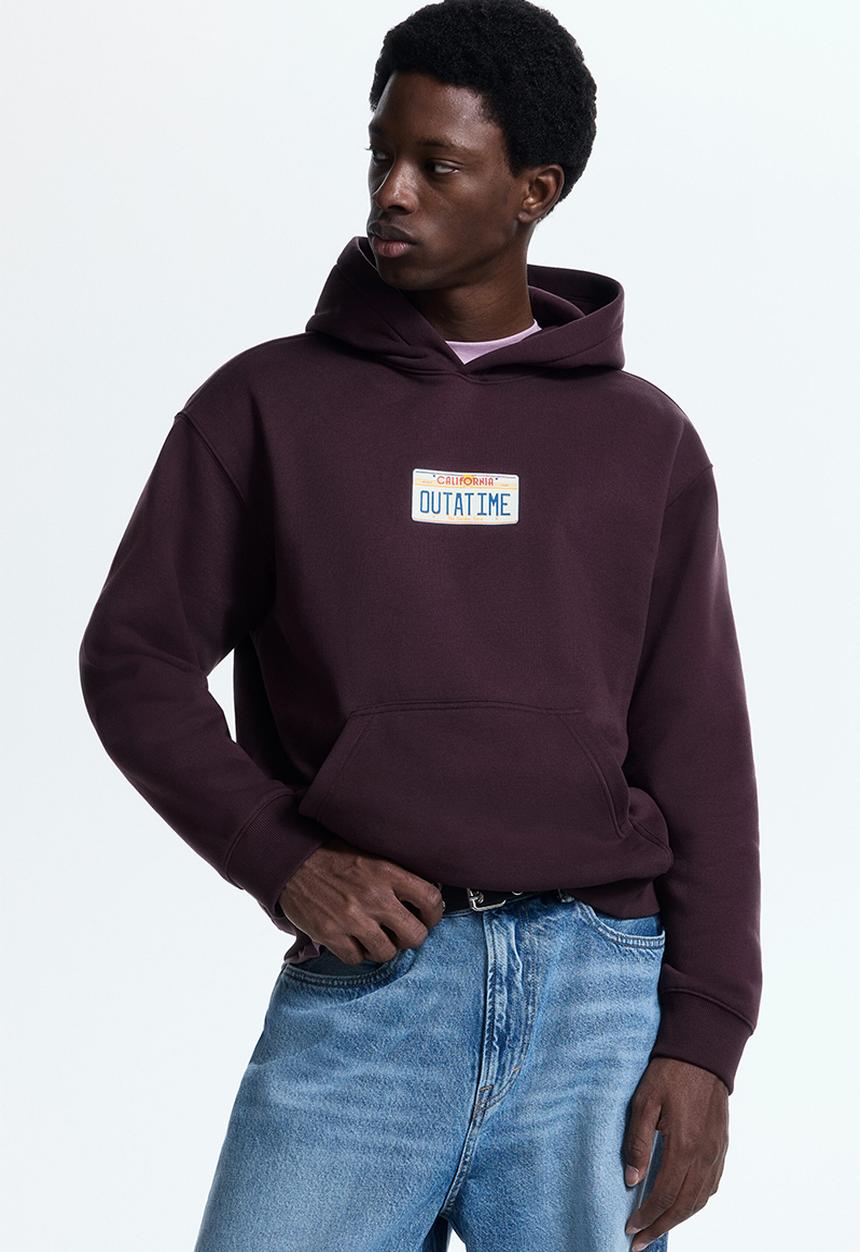 H&M - Loose fit hoodie - burgundy/california