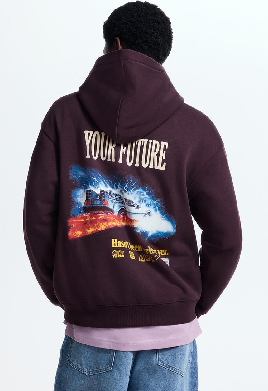 H&M - Loose fit hoodie - burgundy/california