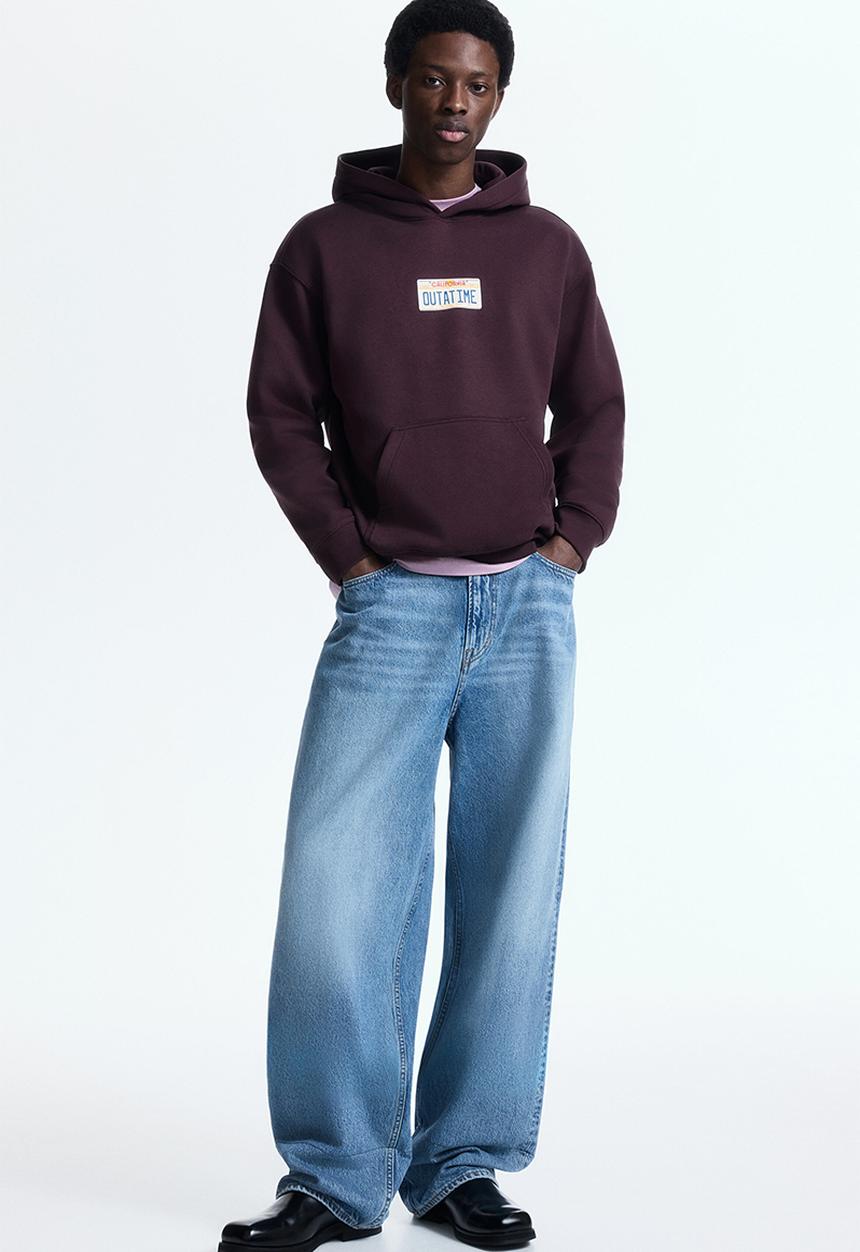 H&M - Loose fit hoodie - burgundy/california