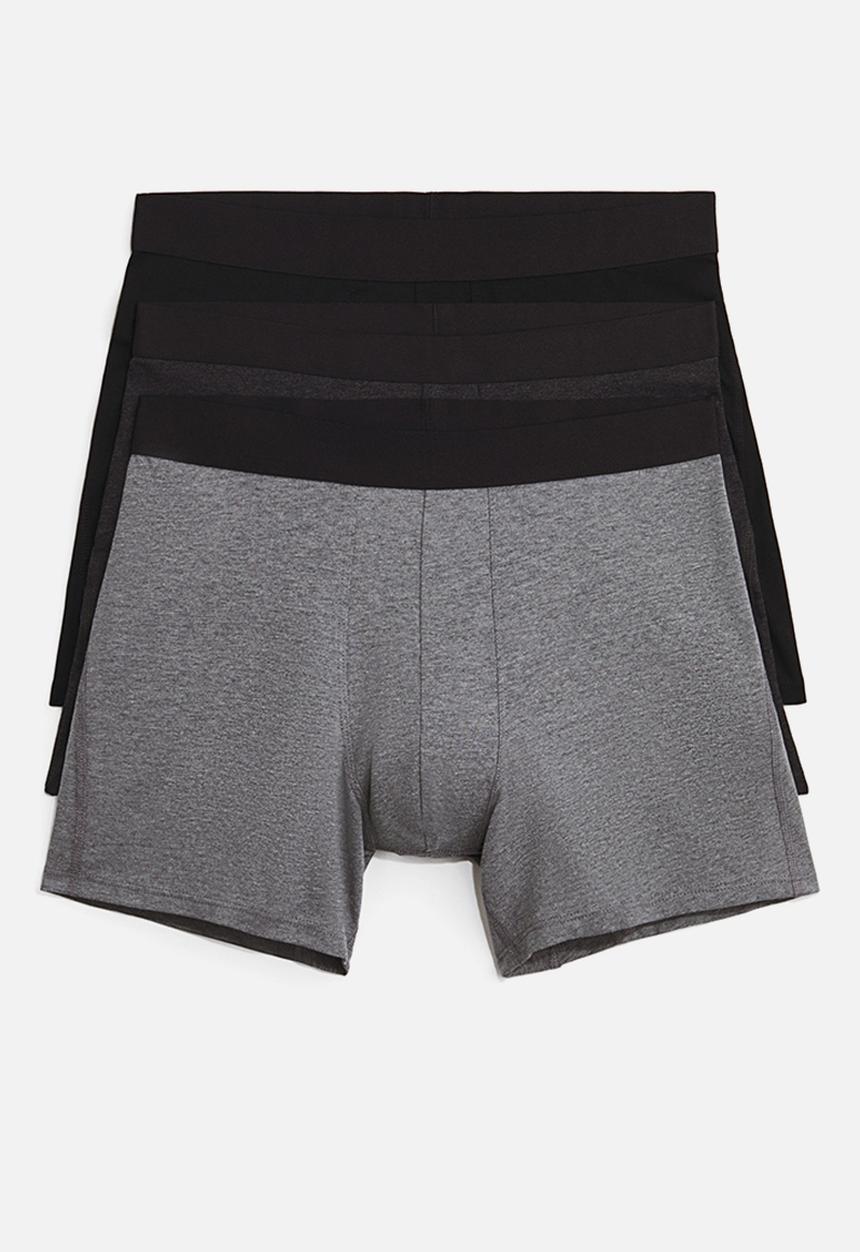 H&M - 3-Pack mid trunks with lycra - grey marl/black