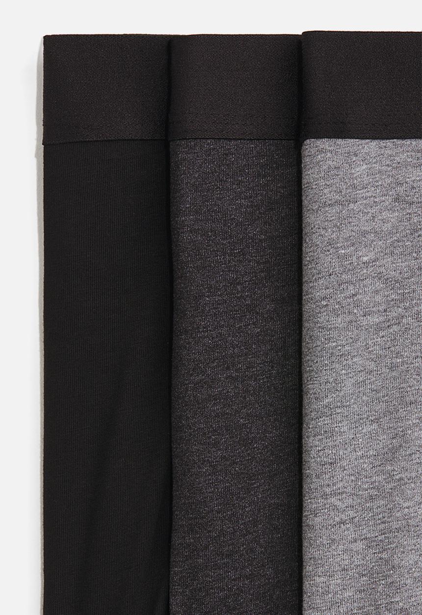 H&M - 3-Pack mid trunks with lycra - grey marl/black