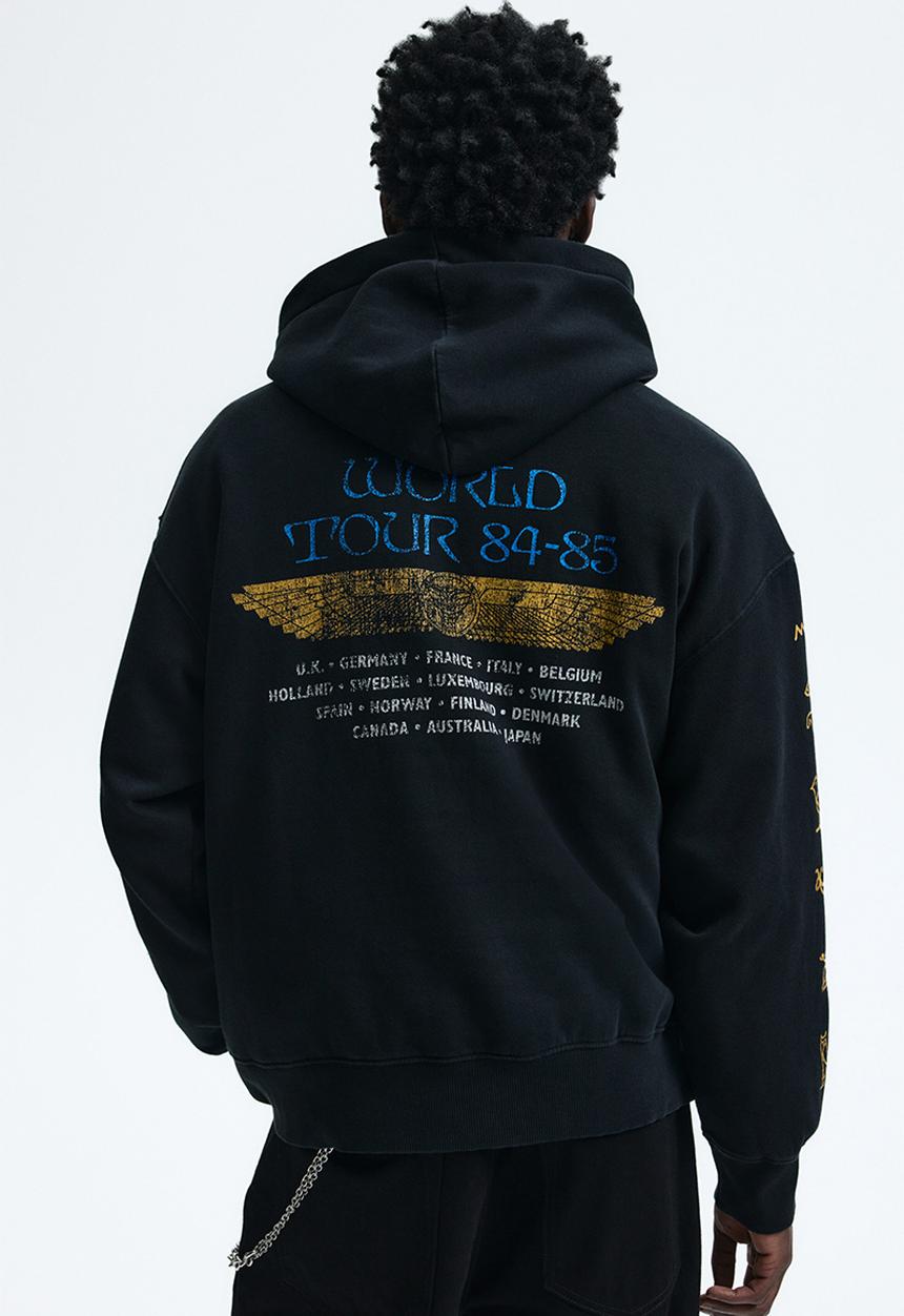 H&M - Oversized fit printed hoodie - black/iron maiden