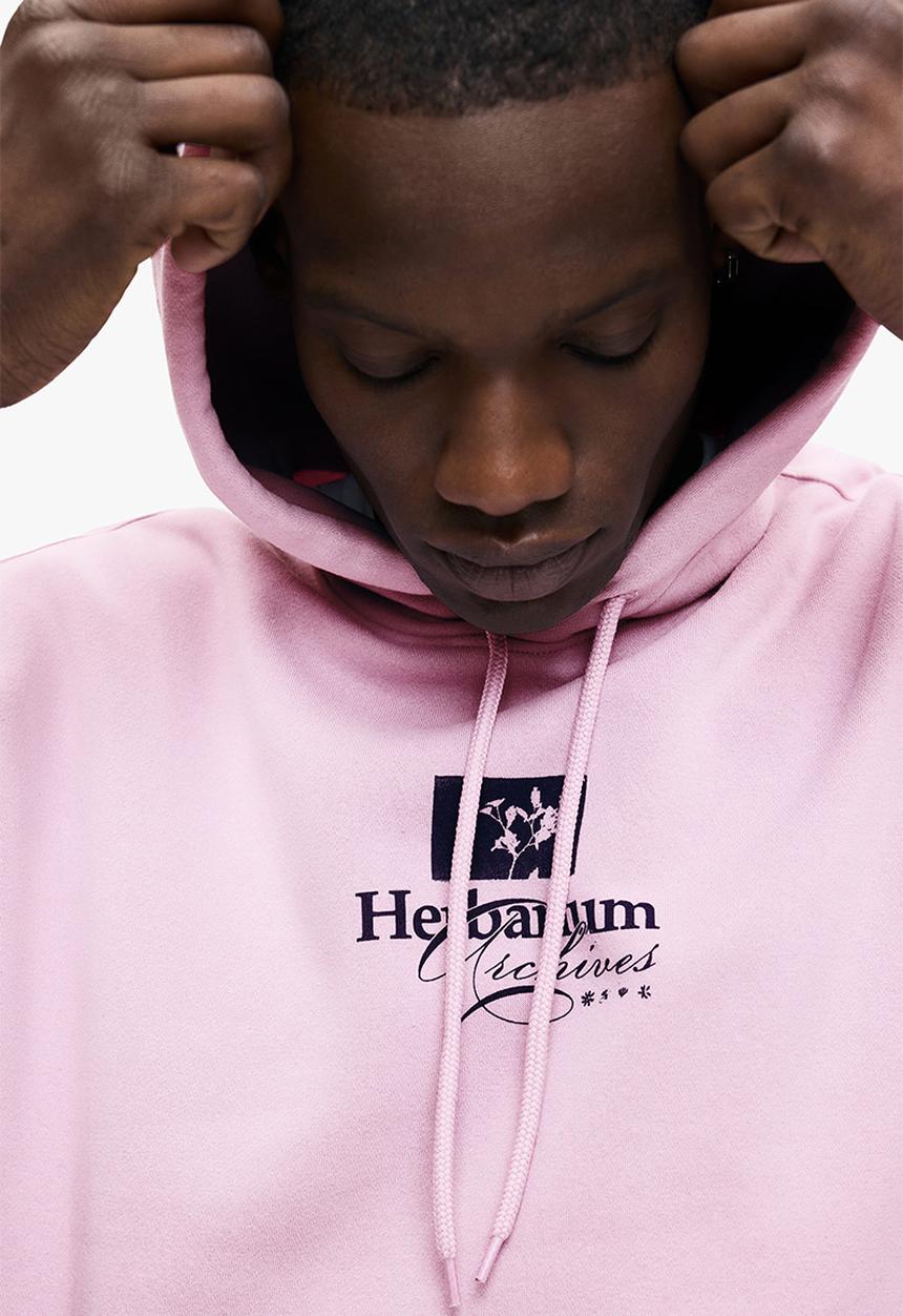 H&M - Loose fit printed hoodie - dusty pink/herbarium archives