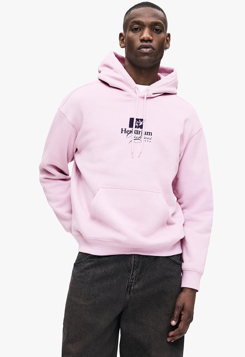 Loose fit printed hoodie - dusty pink/herbarium archives - 1122659082