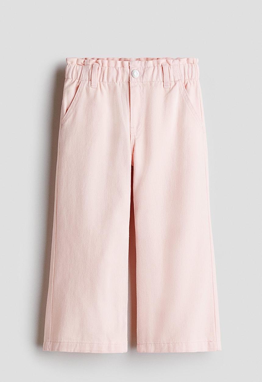 H&M - Wide leg paper bag jeans - light pink