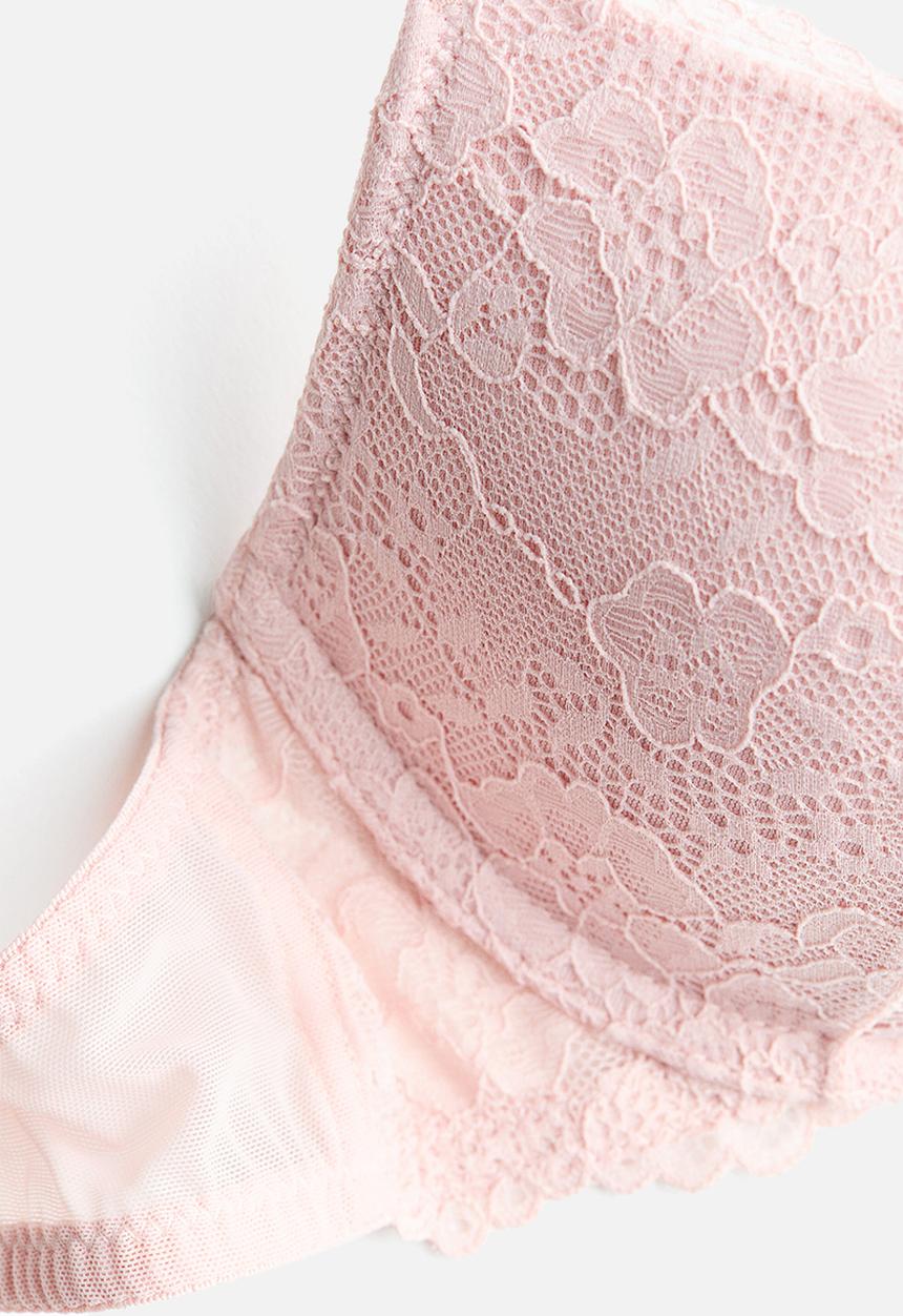 H&M - Lace push-up bra - light pink