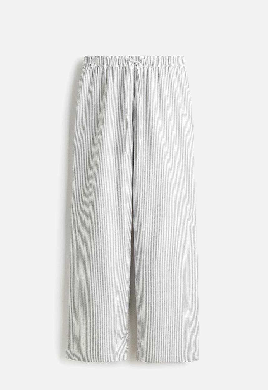 H&M - Flannel pyjama bottoms - grey/striped