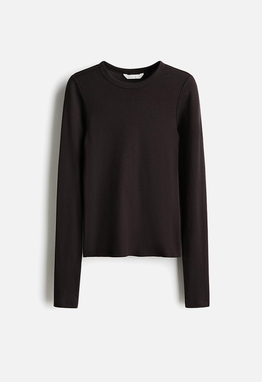 H&M - Long-sleeved jersey top - dark brown
