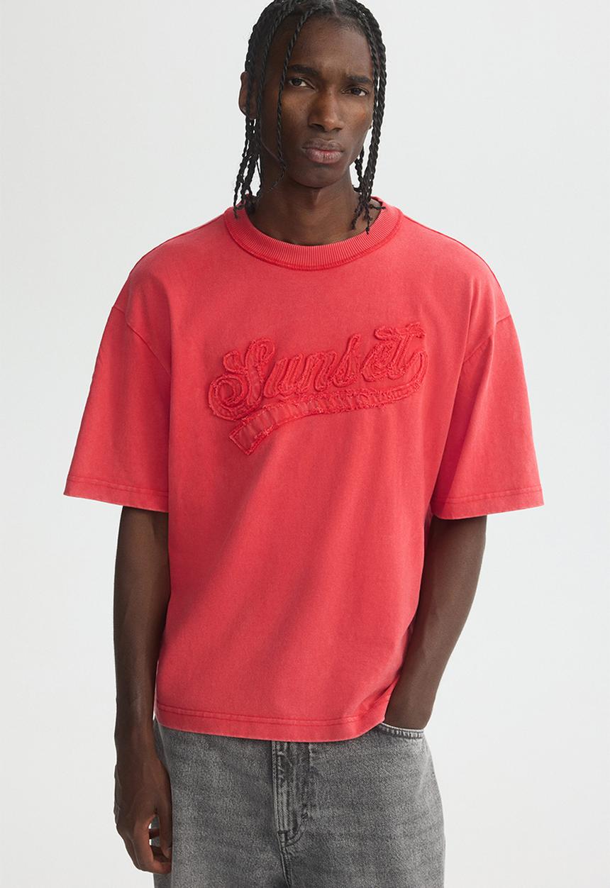 Loose fit printed t-shirt - red/sunset - 1262292018