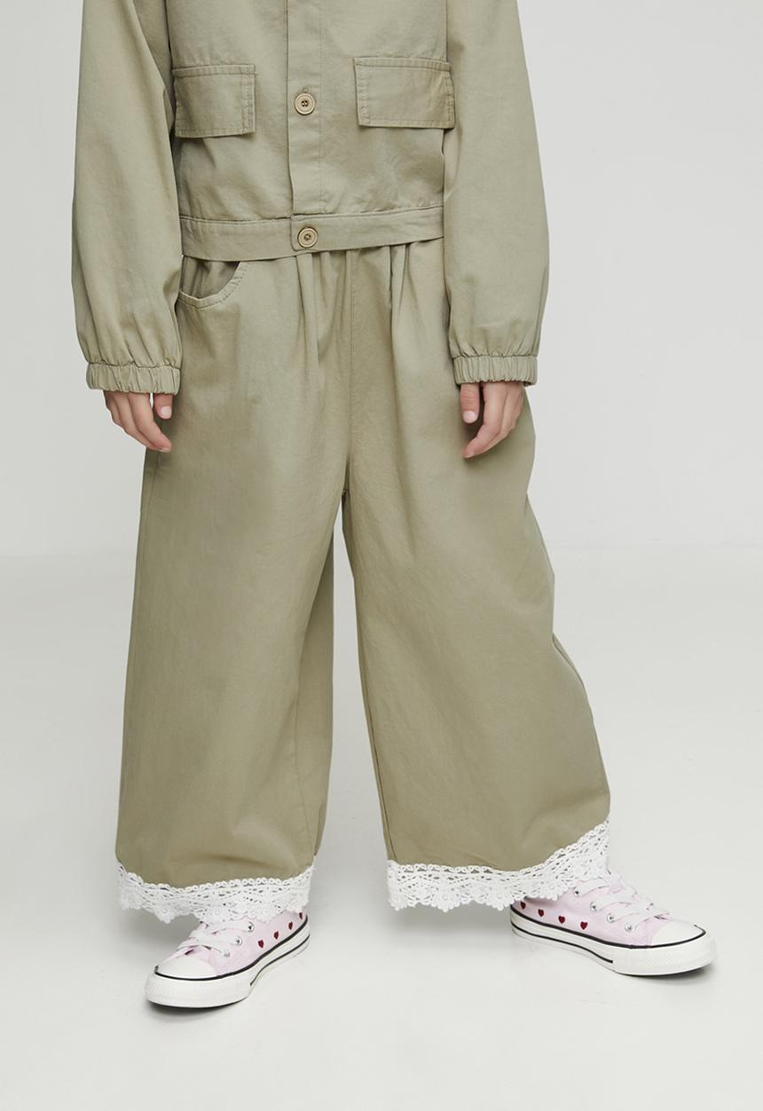 Pop Candy - Wide leg co-ord pants - green
