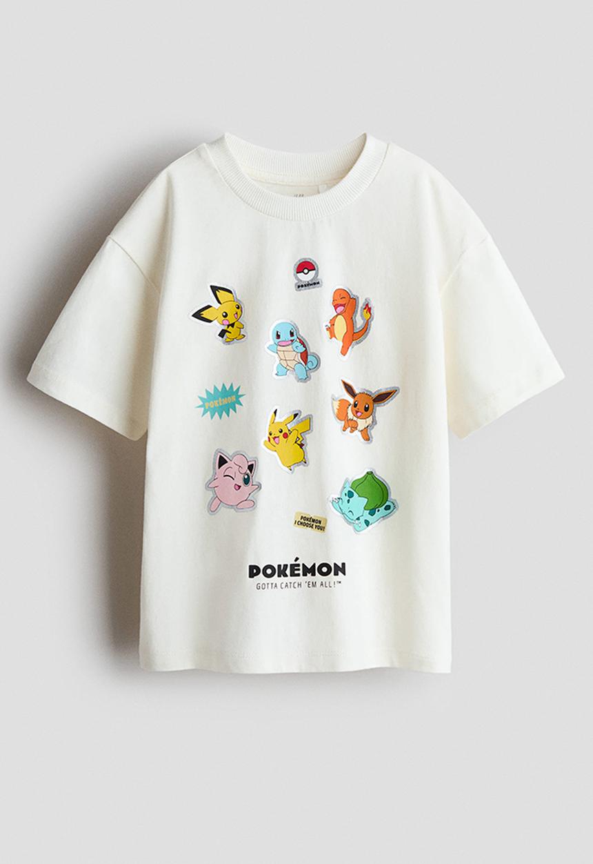 H&M - Oversized printed t-shirt - white/pok?mon
