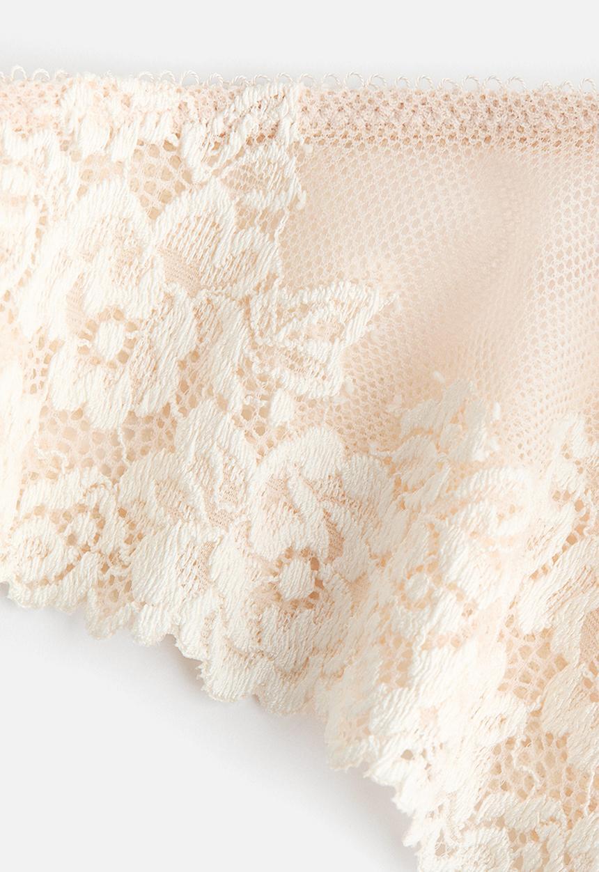 H&M - 2-Pack lace brazilian briefs - light beige/white