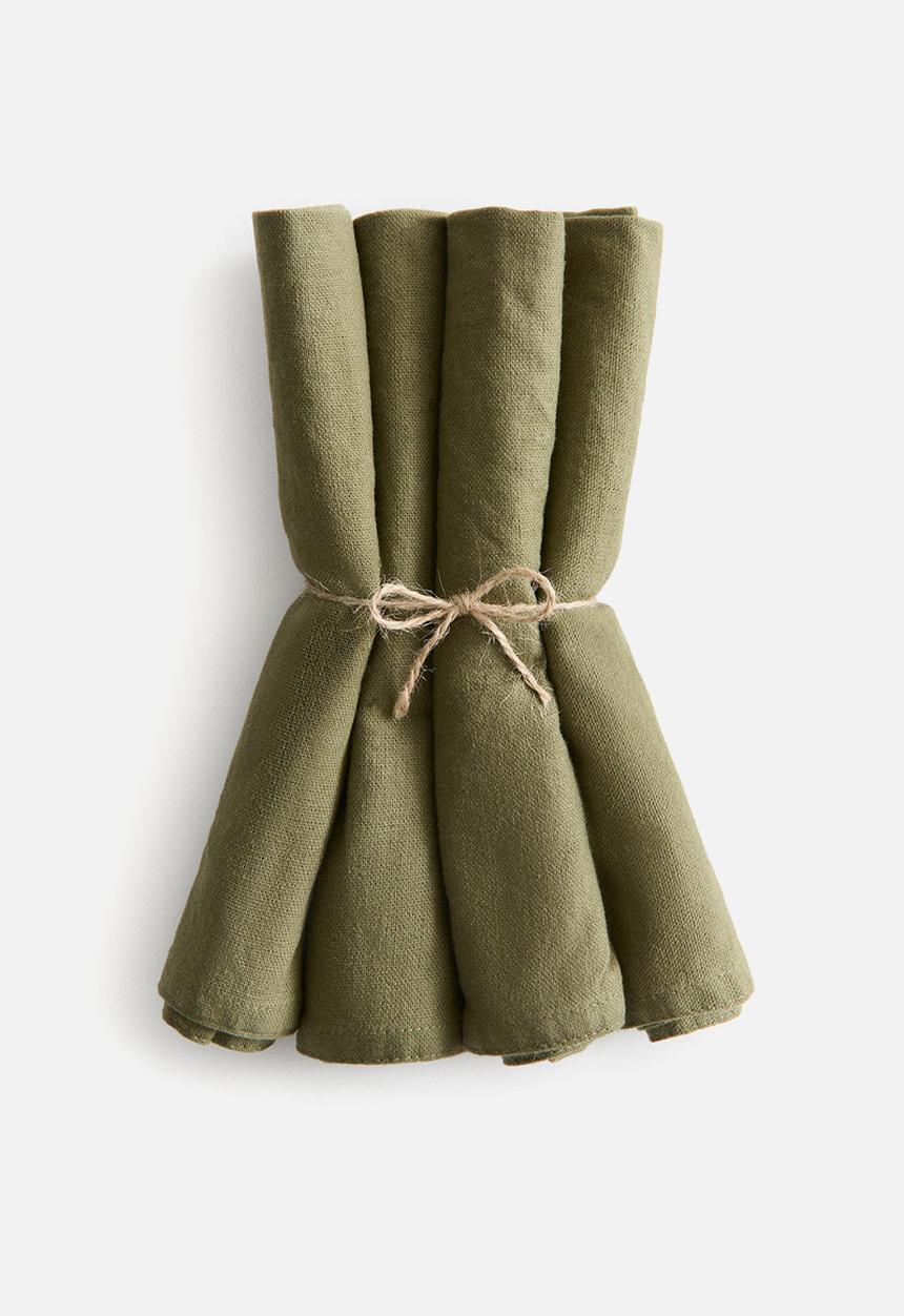 H&M - 4-Pack linen-blend napkins - khaki green