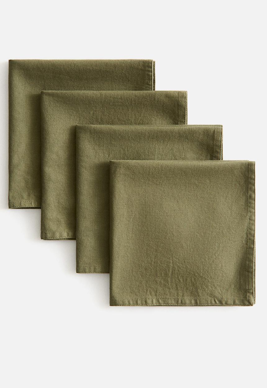 H&M - 4-Pack linen-blend napkins - khaki green