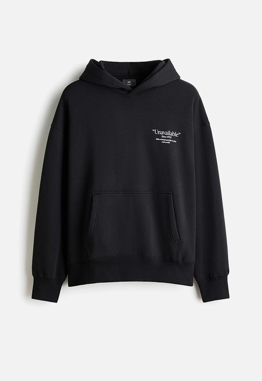 H&M - Oversized fit printed hoodie - black/unavailable
