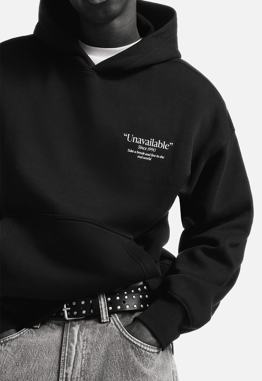 H&M - Oversized fit printed hoodie - black/unavailable