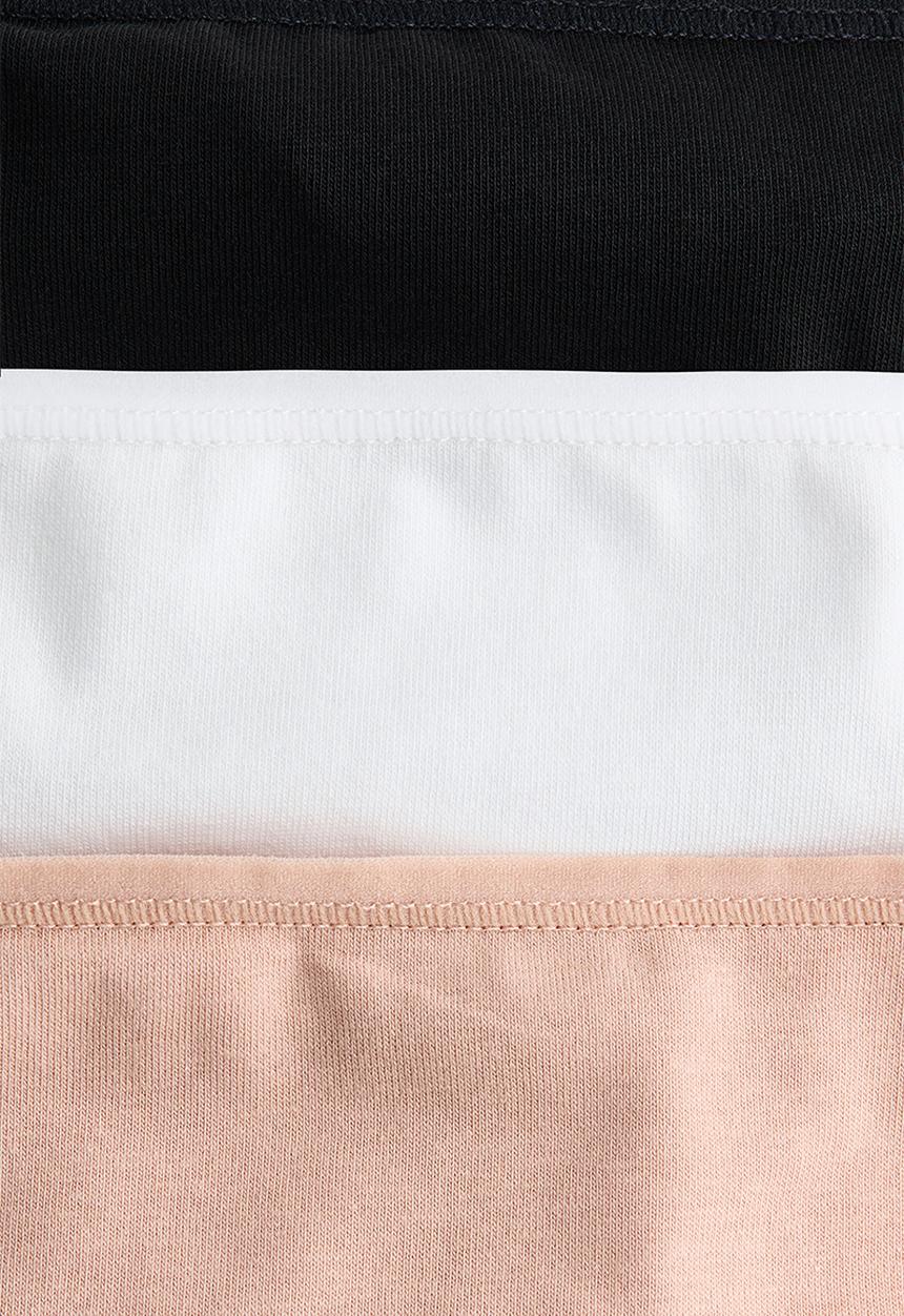 H&M - 3-Pack cotton tanga thong briefs - beige/white/black