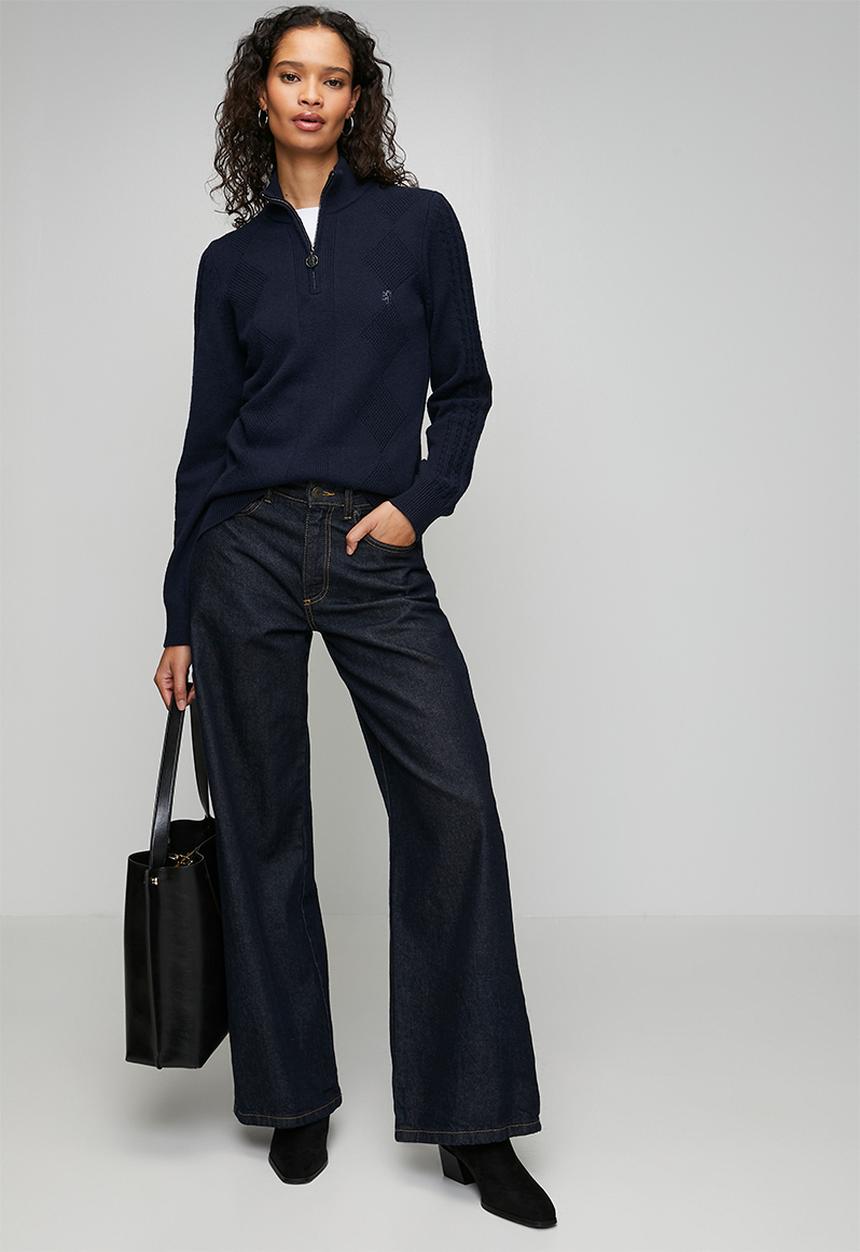 Pringle of Scotland - Pringle ¼ zip ls knitted jersey  - navy