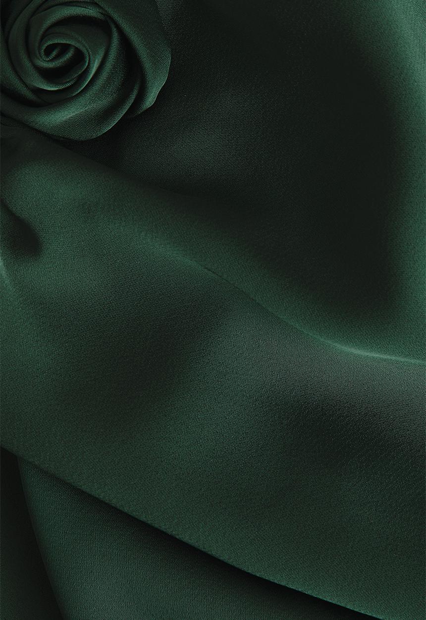 H&M - Tie-detail satin slip dress - dark green