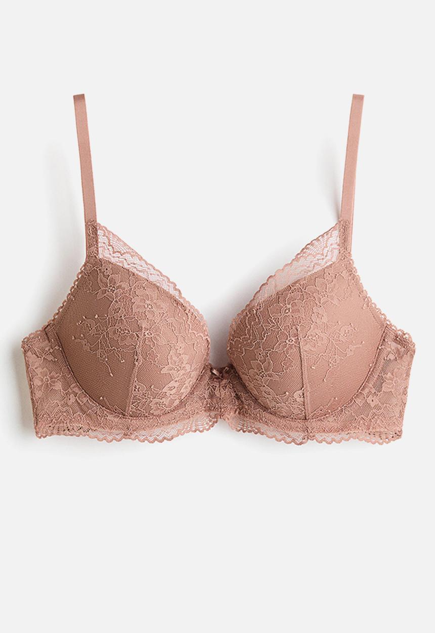 H&M - Lace push-up bra - light brown