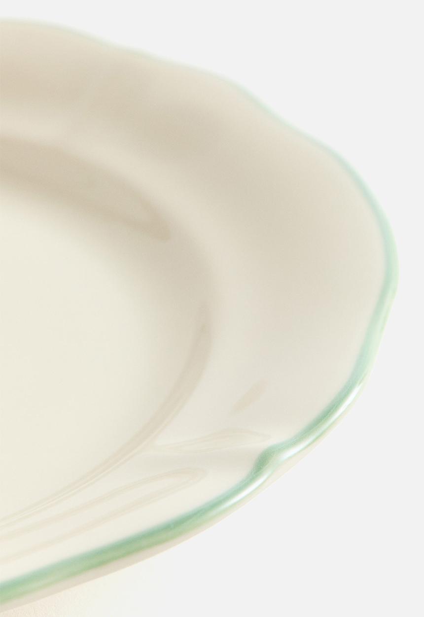 H&M - Hand-painted stoneware starter plate - light beige/pear