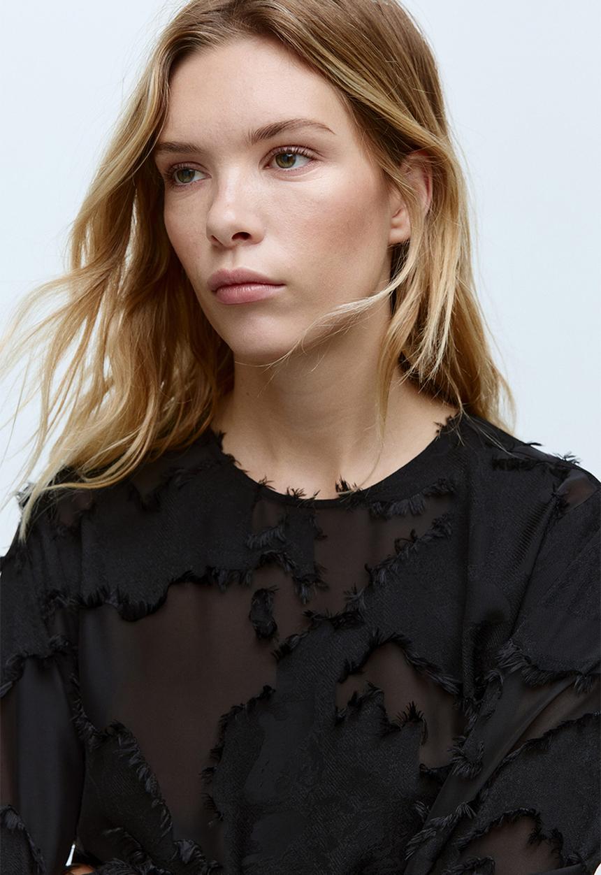 H&M - Jacquard-weave blouse - black