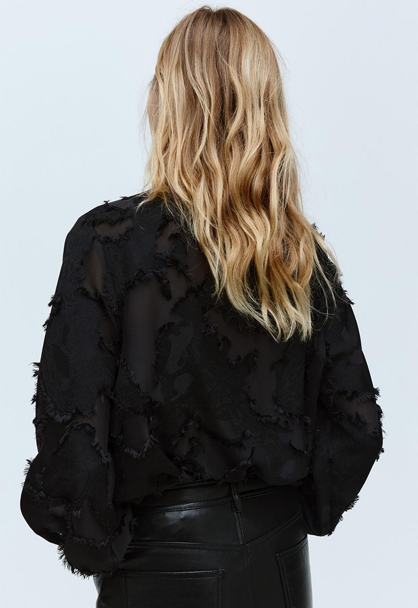 H&M - Jacquard-weave blouse - black