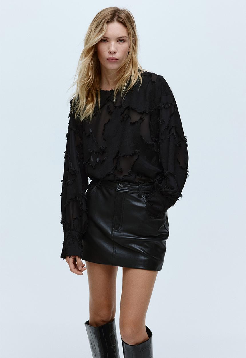 H&M - Jacquard-weave blouse - black