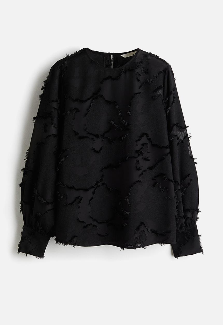 H&M - Jacquard-weave blouse - black