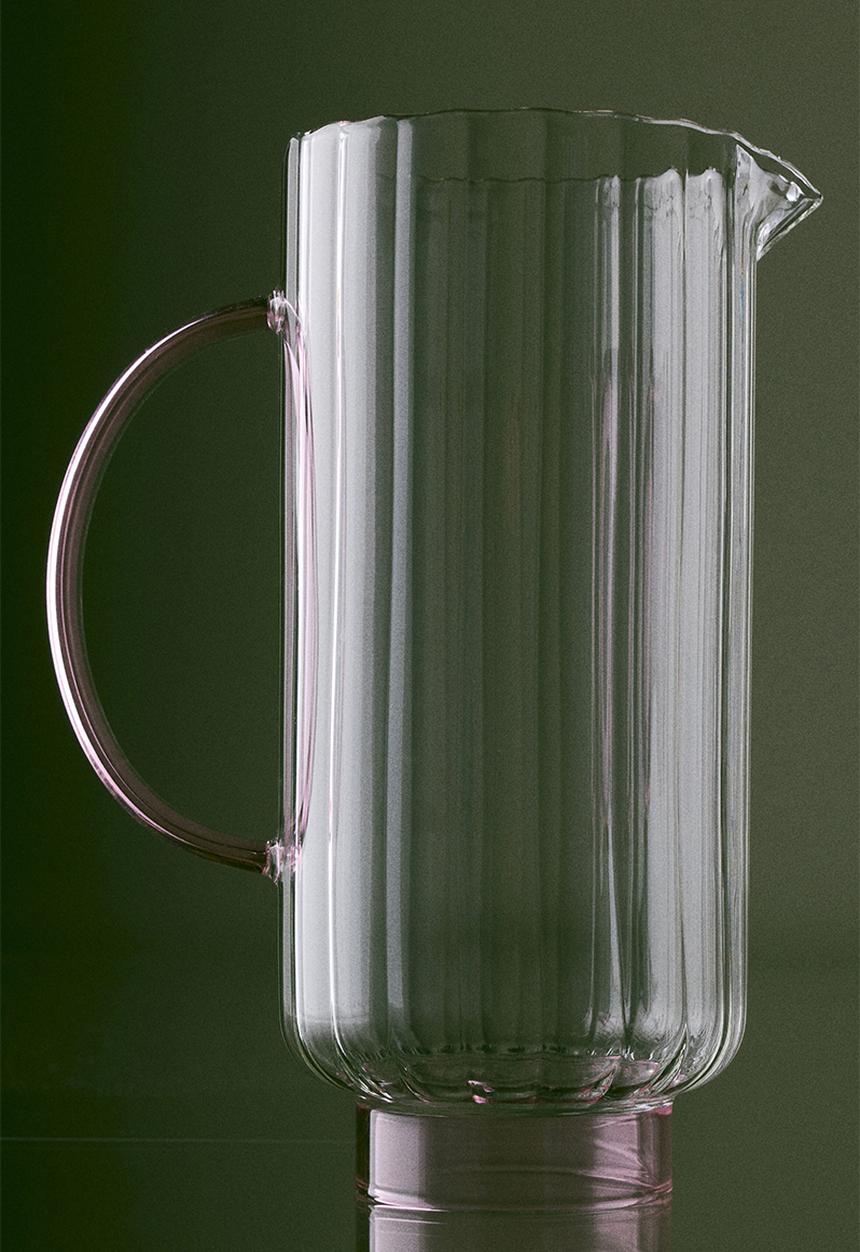 H&M - Fluted glass jug - transparent/pink