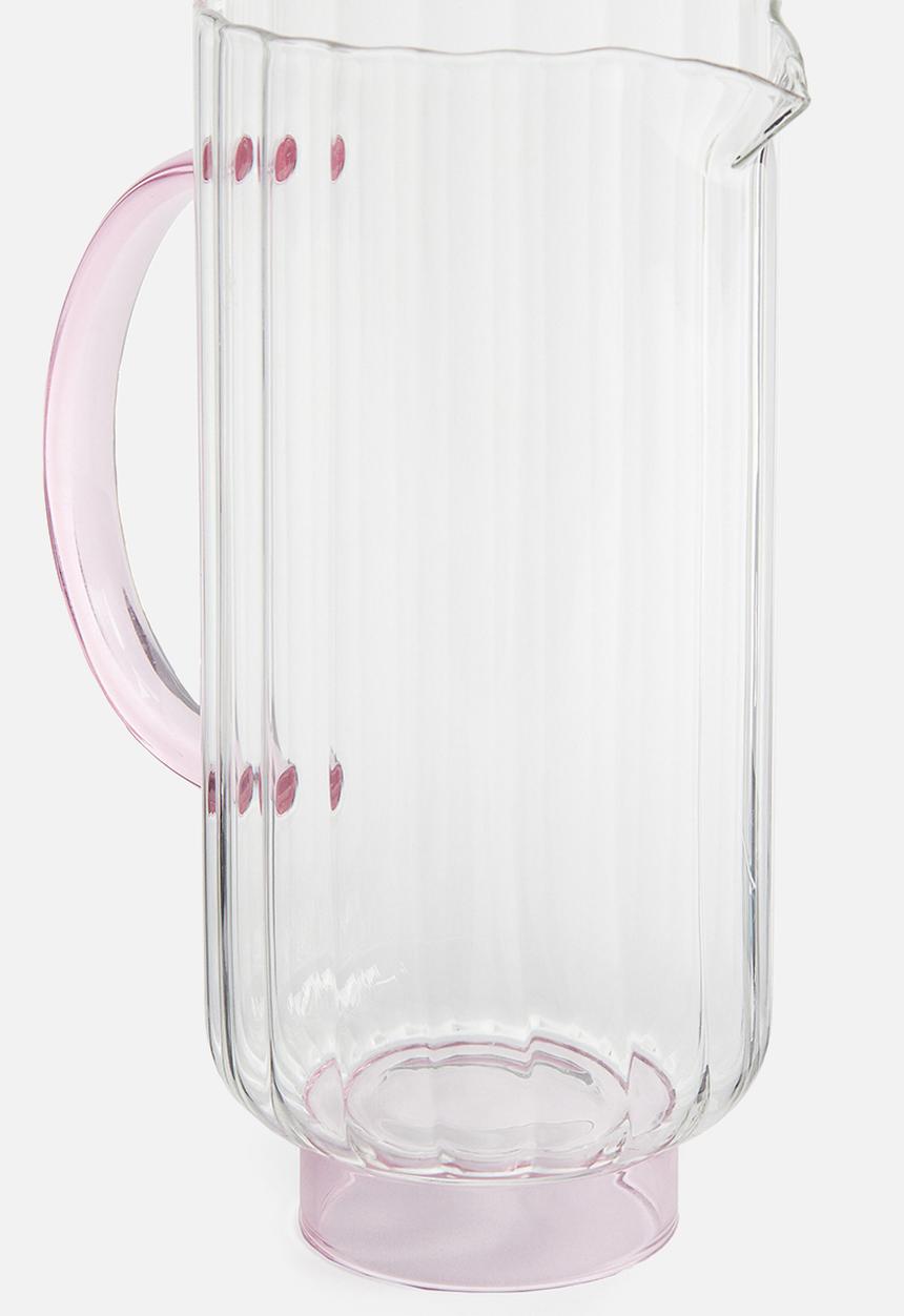 H&M - Fluted glass jug - transparent/pink