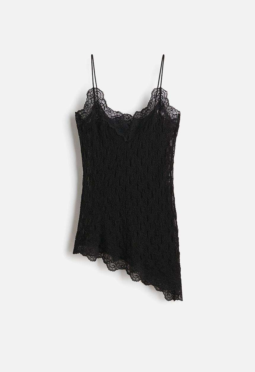 H&M - Lace-trimmed strappy top - black