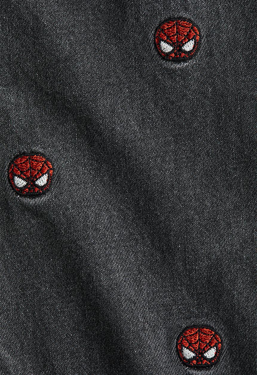 H&M - Regular fit printed  jeans - denim black/spider-man