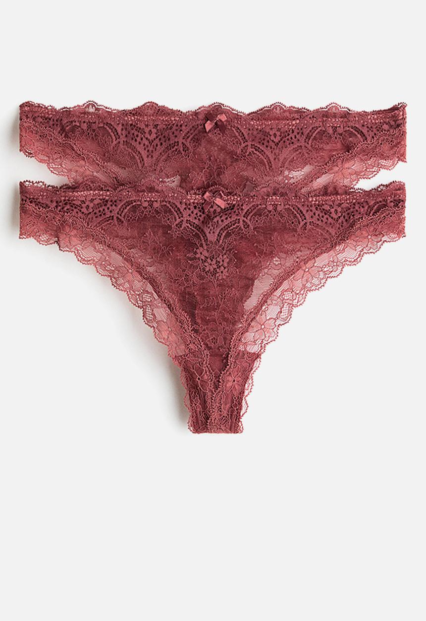 H&M - 2-pack lace thong briefs - dark red
