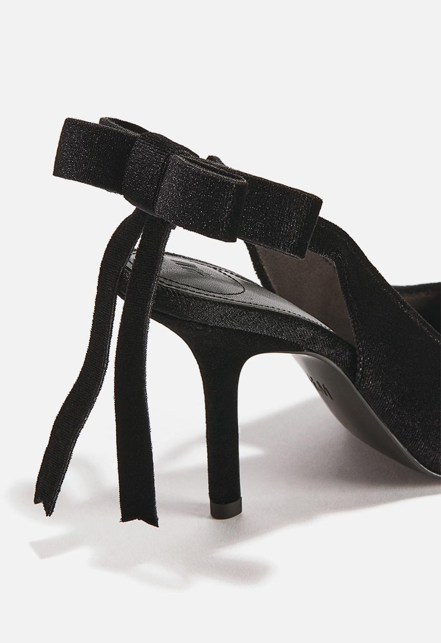 H&M - Bow-detail pointed slingbacks - black