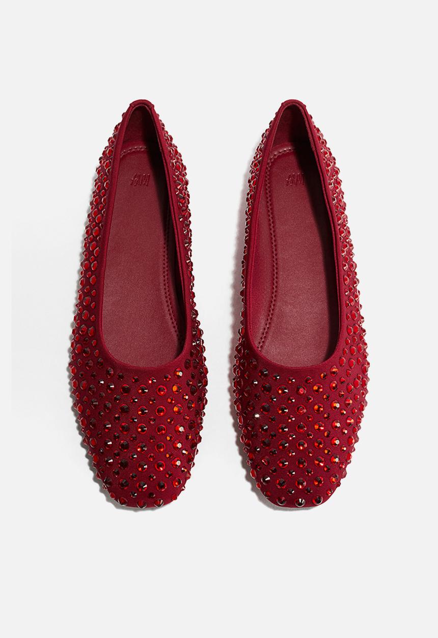 H&M - Embellished ballet pumps - red
