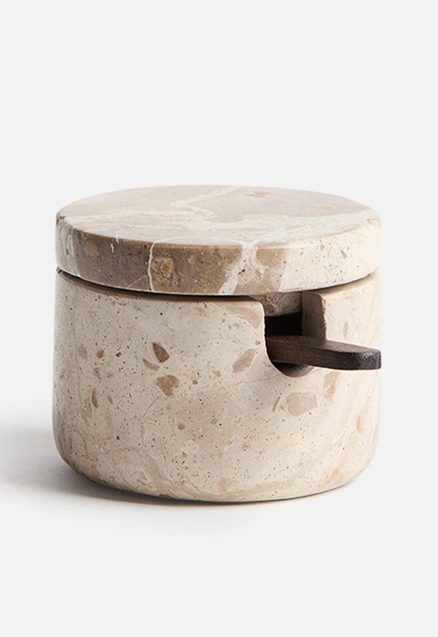 H&M - Marble salt jar - beige/marbled