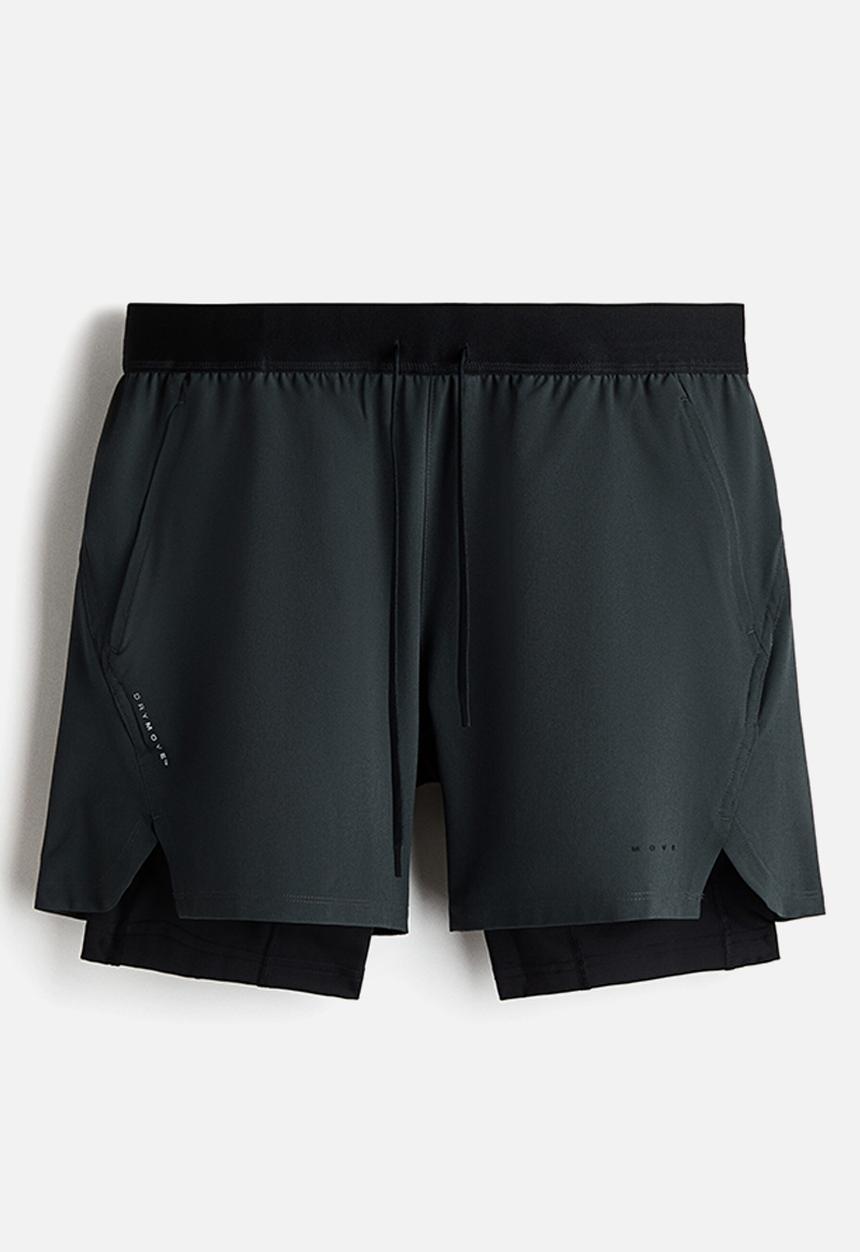 H&M - Double-layered sports shorts with drymove™ - dark grey