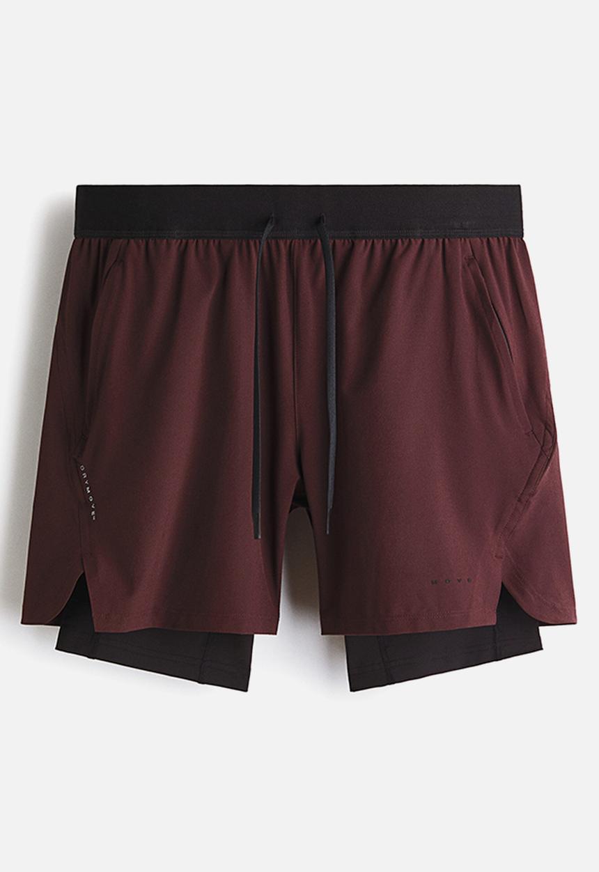 H&M - Double-layered sports shorts with drymove™ - burgundy