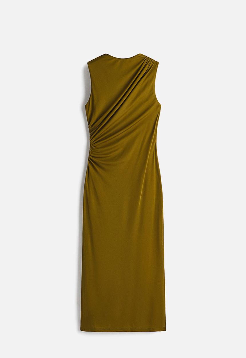 H&M - Draped midi dress - golden olive