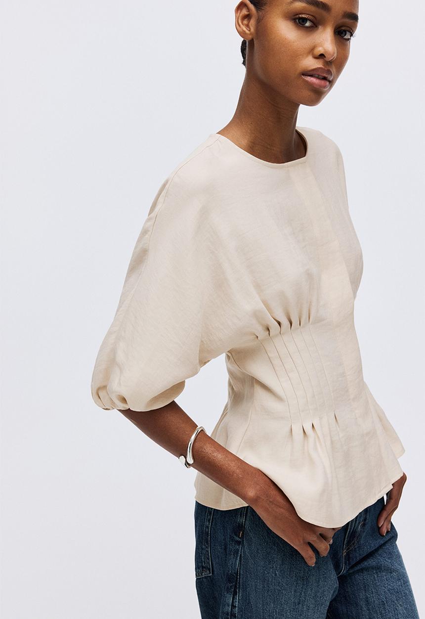 H&M - Waisted blouse - light beige