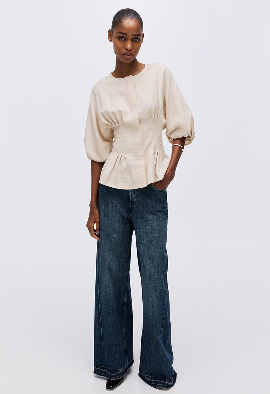 H&M - Waisted blouse - light beige
